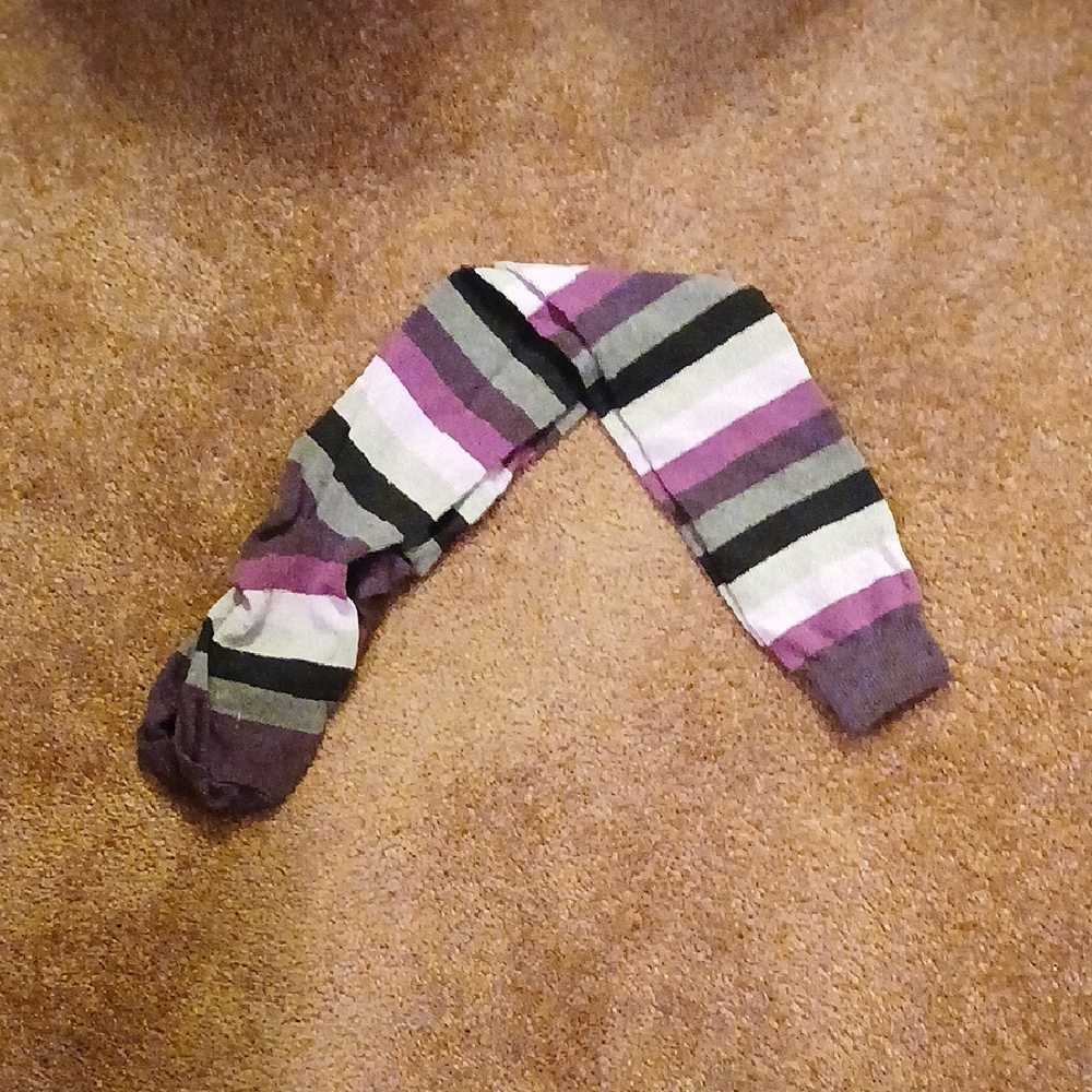 Striped Purple and Gray Socks